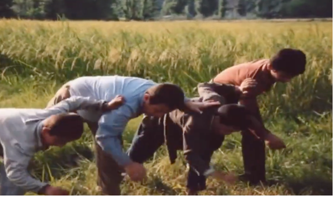 Figure 11: Other kids joining Bāshū in fertility rituals. Frame enlargement of a screenshot from the film Bashu, The Little Stranger (Bāshū, Gharībah-yi Kūchak), directed by Bahrām Bayzā’ī, 1986 (01:23:50).