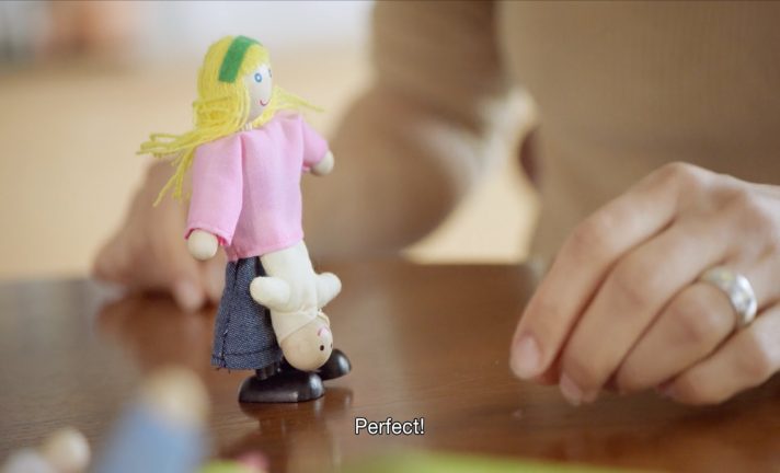 Figure 5: Zaree depicts her pregnant mother using dolls. Still from Born in Evin, directed by Maryam Zaree, 2019.